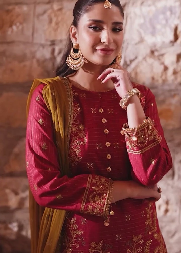 Shehnai by Salitex Embroidered Cotton Net Suits Unstitched 3 Piece SUNW6NO024UT - Festive Collection
