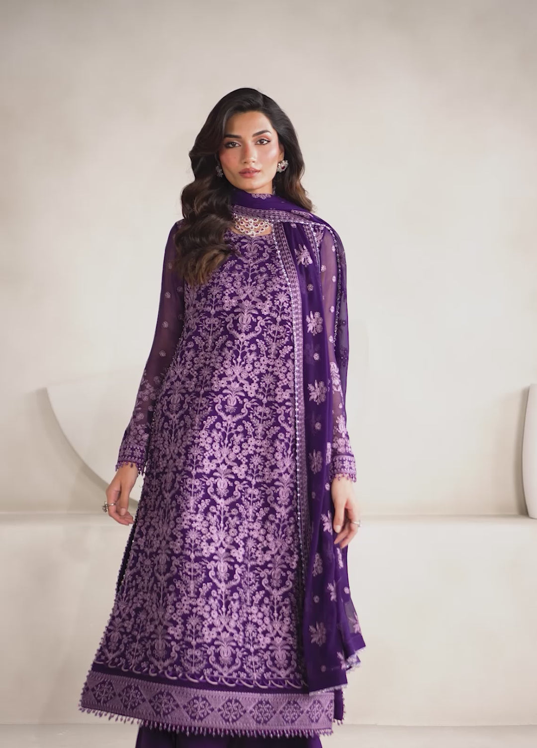 Muse Thread by Zarif Unstitched Chiffon Embroidered Suits 3 Piece ZRF25MT 07 SORELLA - Festive Collection