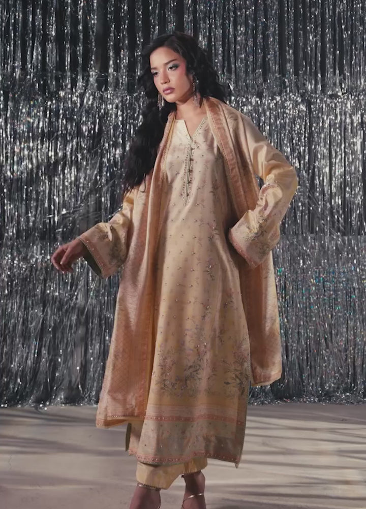 Luxe by Rang Rasiya Unstitched Printed Raw Silk 3 Piece Suit RR26ULS Perle - Festive Collection