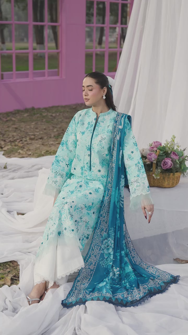 Summer Printkari Exclusive by RajBari Unstitched Embroidered Lawn 3 Piece Suit RB26USP D-02 - Casual Collection