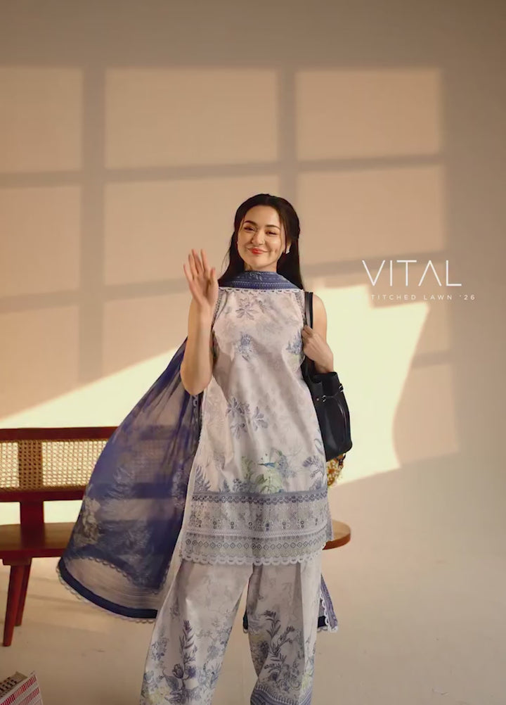 Vital by Sobia Nazir Unstitched Embroidered Lawn 3 Piece Suit SN26UVL 3B - Summer Collection