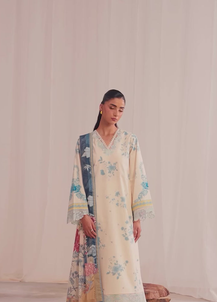 Nysa by Seran Unstitched Embroidered Cambric 3 Piece Suit SN26UNC IVOIRE D-02 - Winter Collection
