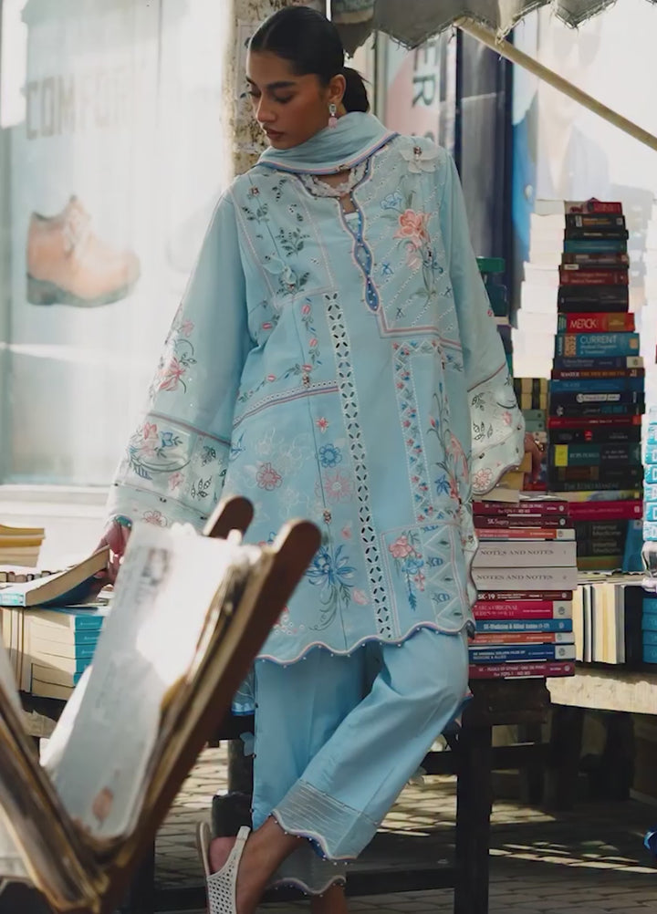 Wild Flower by Zaha Unstitched Embroidered Lawn 3 Piece Suit ZK26UWL ZF26-10 Forget Me Not Breeze - Festive Collection
