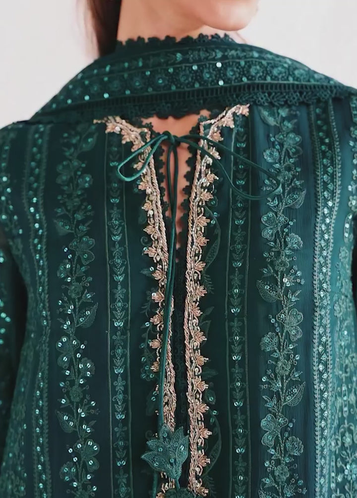 Qalamkar Unstitched Embroidered Chiffon 3 Piece Suit QLK26UCF Janaan QCC-05 - Festive Collection