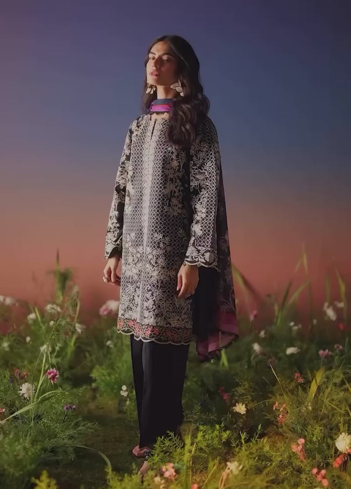 Mirha by Sahar Unstitched Embroidered Lawn 3 Piece Suit SS1-26-36 Noir Ecru - Summer Collection