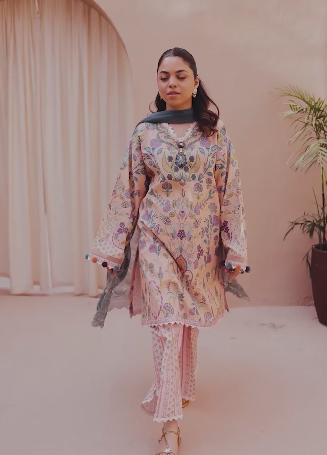 Summer in Bloom By Roheenaz Unstitched Printed Lawn 3 Piece Suit RN26USBL 31A Rosewood Bloom - Festive Collection