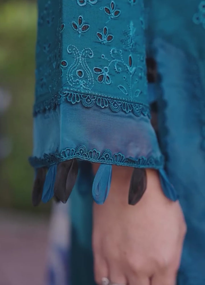 Menaal Unstitched Embroidered Lawn 3 Piece Suit ML26ULS AZURE BLOSSOM - Festive Collection