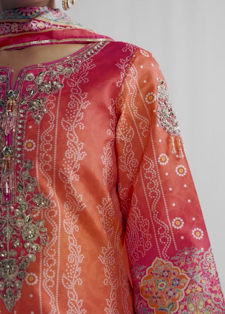 Aira by Gulaal Unstitched Printed Silk 3 Piece Suit GL26USA Marigold Dusk GS-12 - Festive Collection
