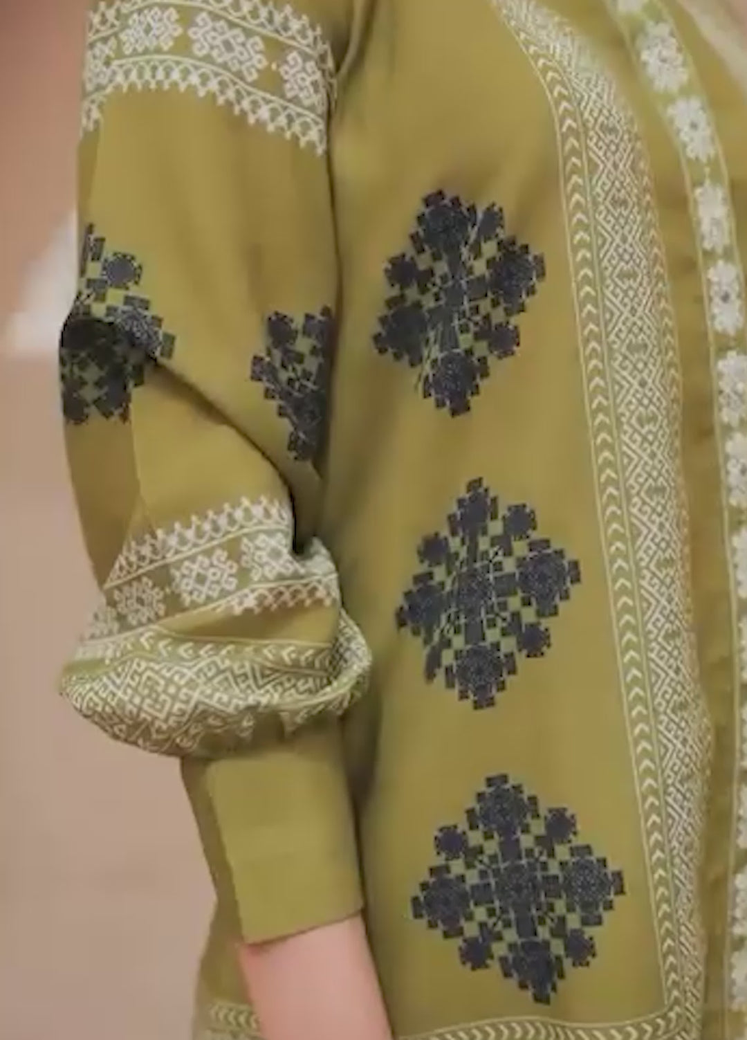 Nairah Women Pret Printed Cambric Suit NAH26PN Olive Tribal - Spring Collection