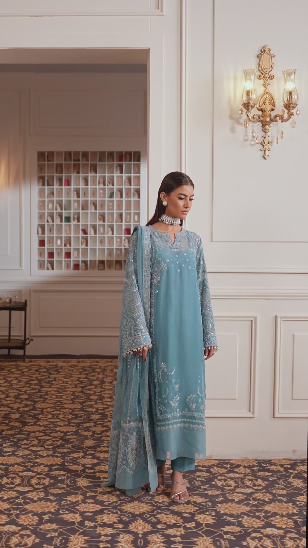 Check In by Zarizaa Embroidered Chiffon 3 Piece Suit ZZ26UCI DEW - Festive Collection