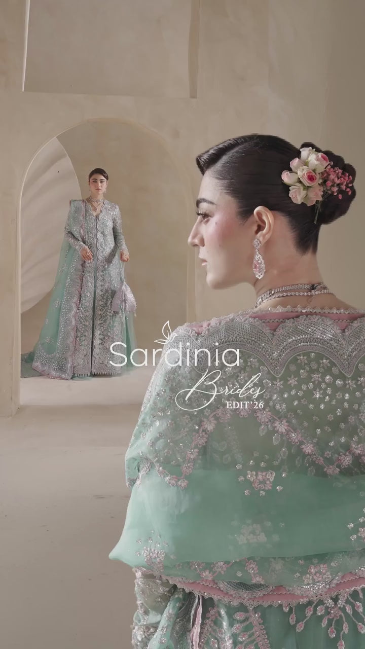 Sardinia Brides Unstitched Hand work Organza 3 Piece Suit SR26UB Juliet 1801 - Wedding Collection