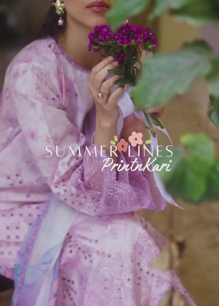 Summer Lines Printkari by Neeshay Unstitched Embroidered Lawn 3 Piece Suit NSH26SLP D-3 Mirelle - Summer Collection