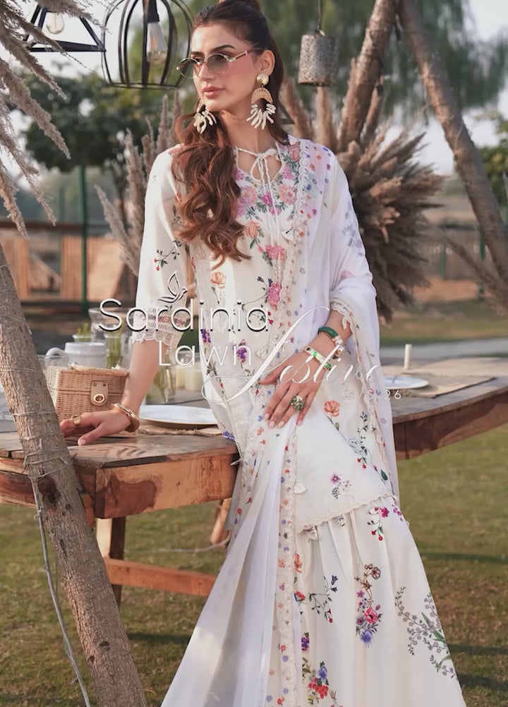Sardinia Unstitched Embroidered Lawn 3 Piece Suit SRD26ULF D-9 WILD FLOWER - Festive Collection