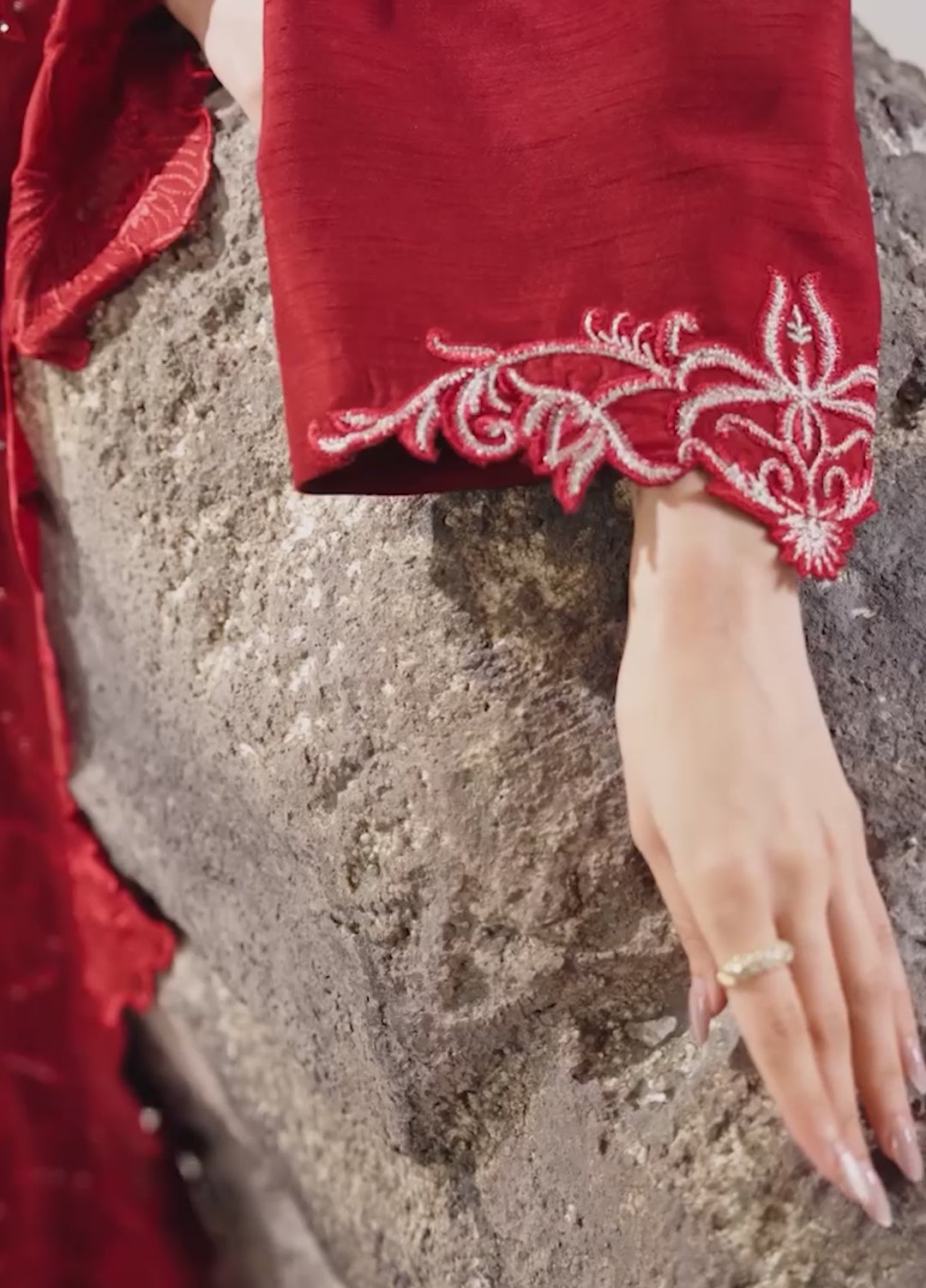 Silk Atelier by Jamni RTW Embroidered Korean Silk 3 Piece Suit CHERRY BLOOM Festive Collection