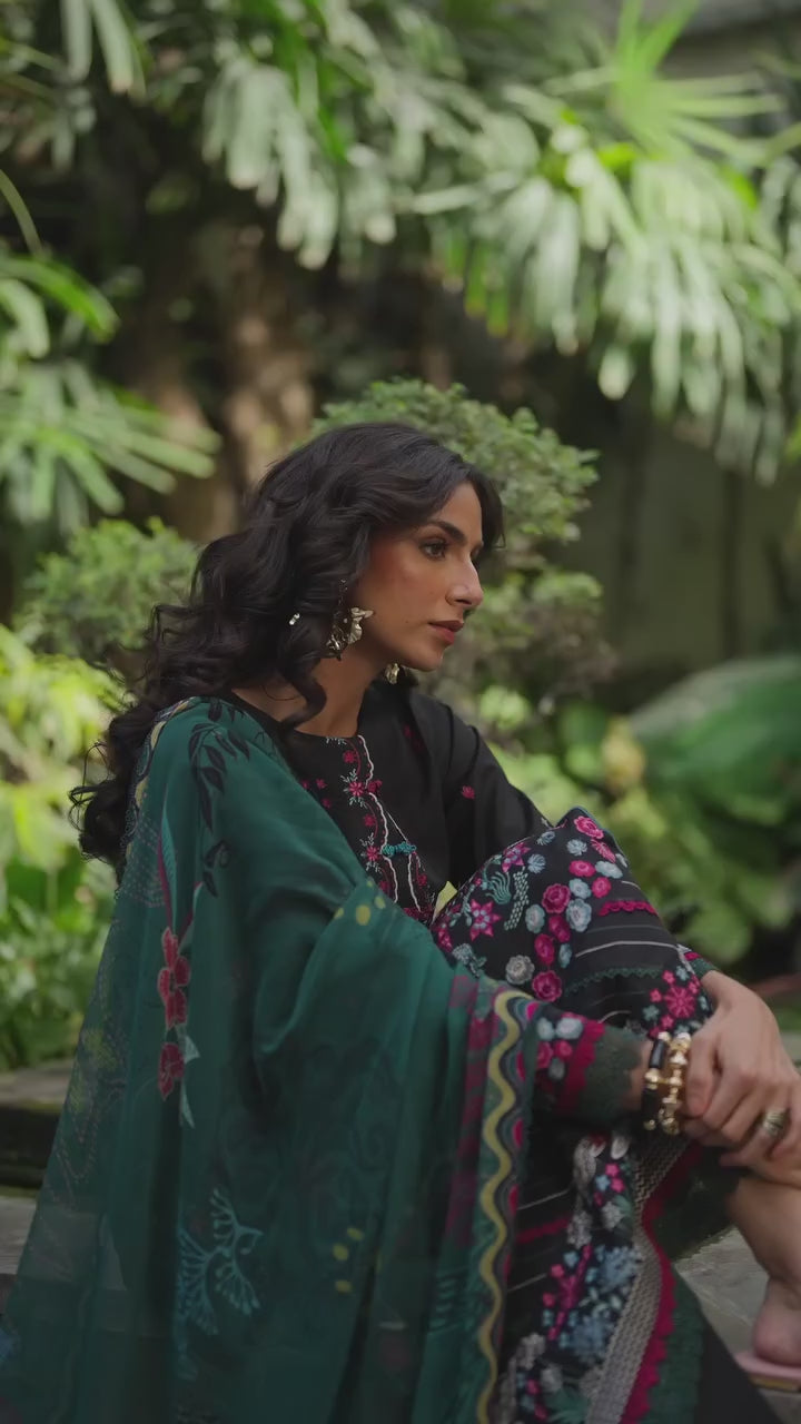 Florent Unstitched Embroidered Luxury Lawn 3 Piece Suit FL26FLL FZ-1B - Eid Collection