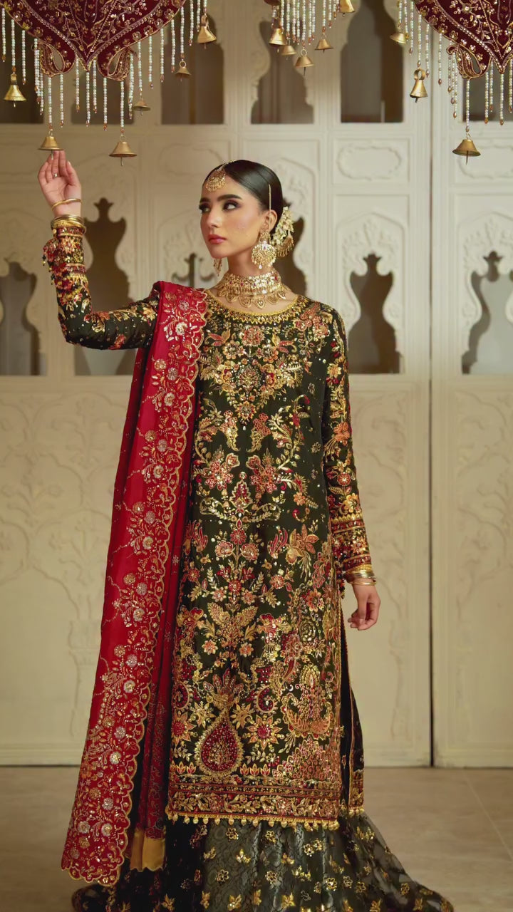 AIK Atelier Unstitched Embroidered Kataan Silk 3 Piece Suit AIK26UAW D-06 - Wedding Collection