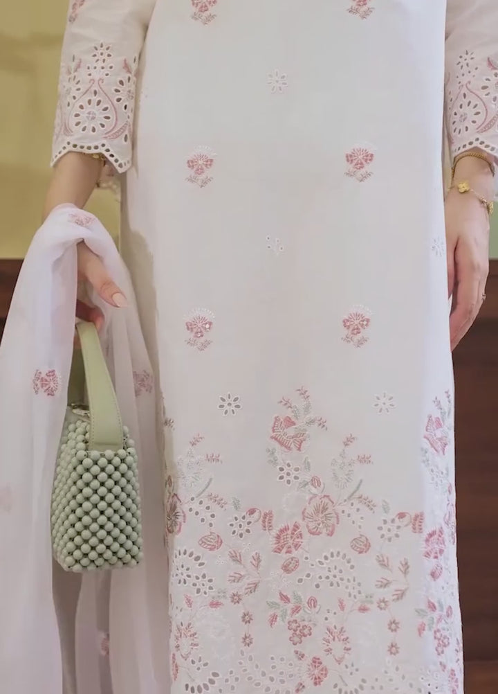 Naaz Couture RTW Chikankari Lawn 3 Piece Suit White Eid Collection