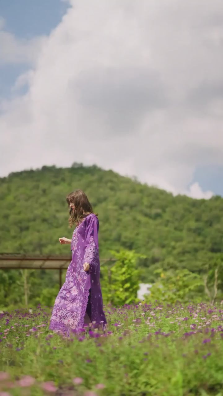 The Secret Garden by Mushq Hemline Unstitched Lawn 3 Piece Suit MU26USG D-12B Lily Veil - Summer Collection