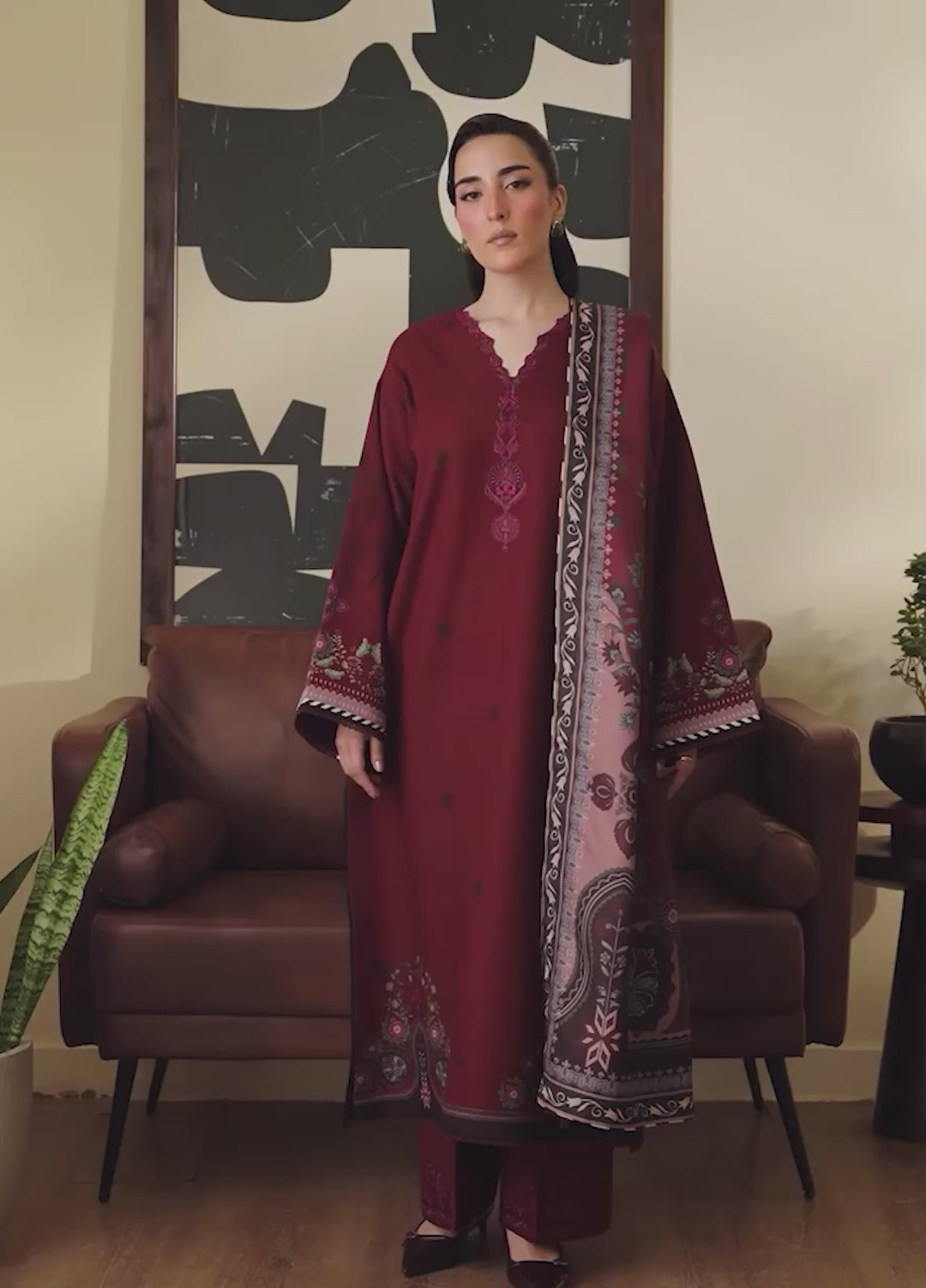 Bellini by Seran Unstitched Printed Khaddar 3 Piece Suit SN26UBW Varelle D-12 - Winter Collection