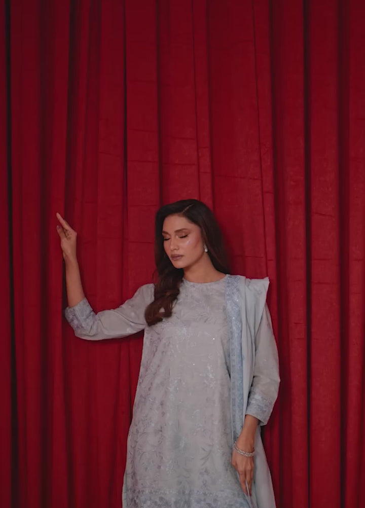 Freesia by Zouj Unstitched Embroidered Cotton 3 Piece Suit ZJ26UFC CRESENT BLUE ZCS-00016 - Festive Collection