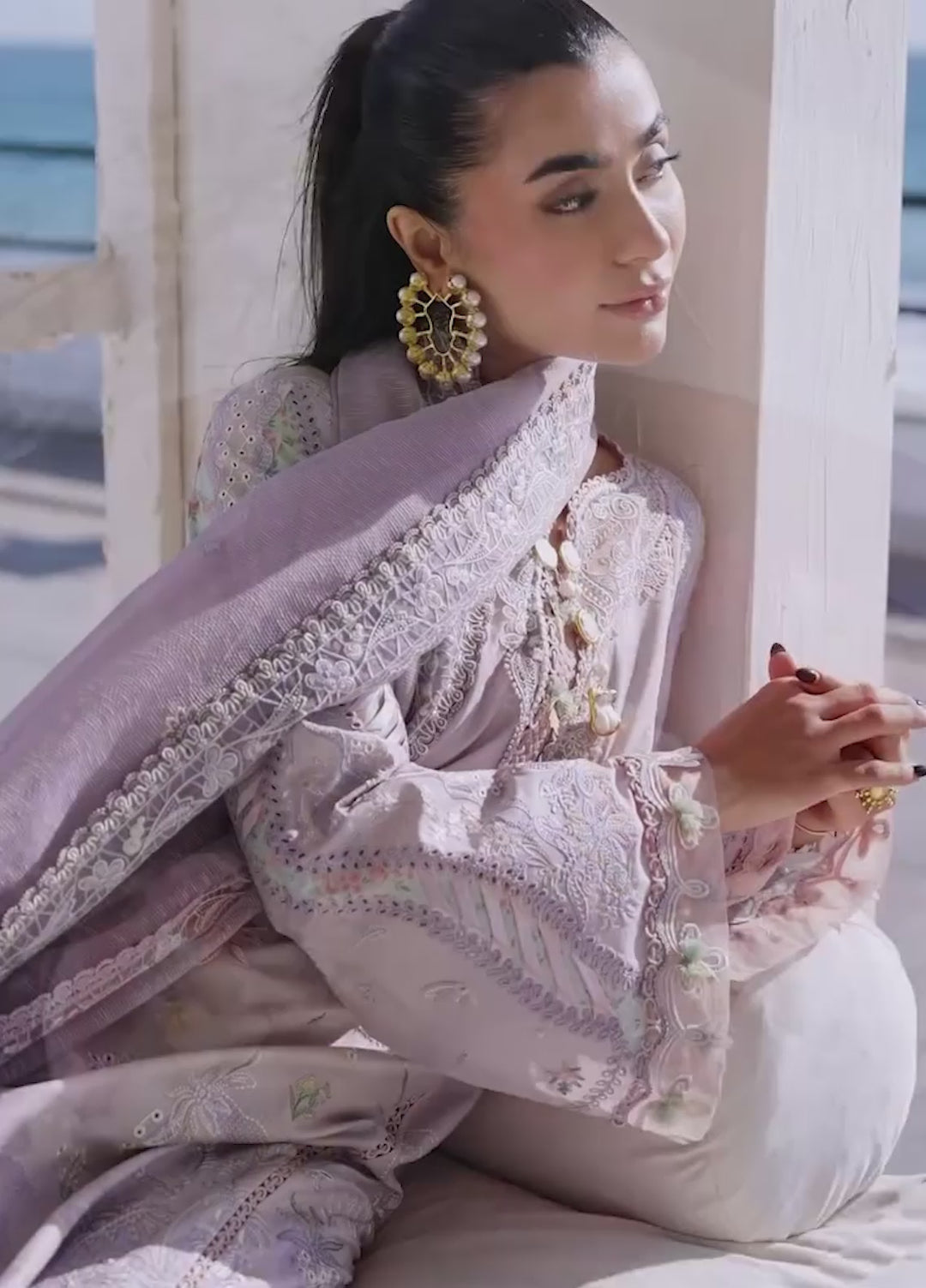 Sahil by Qalamkar Unstitched Embroidered Luxury Lawn 3 Pcs Suit QLK26US SA-11 Rehma - Summer