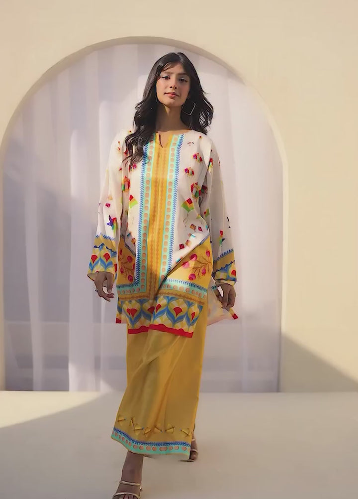 Printnation by Anayra Amal RTW Printed Poly Raw Silk 2 Piece Sky Petals - Casual Collection