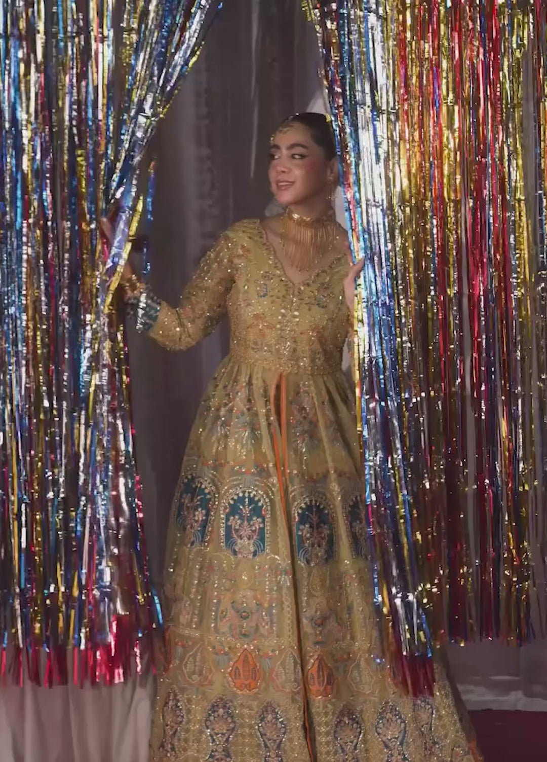 Jhil Mil by Maria Osama Khan Embroidered Organza Suits Unstitched 3 Piece MOK25JM Sunehri - Wedding Collection