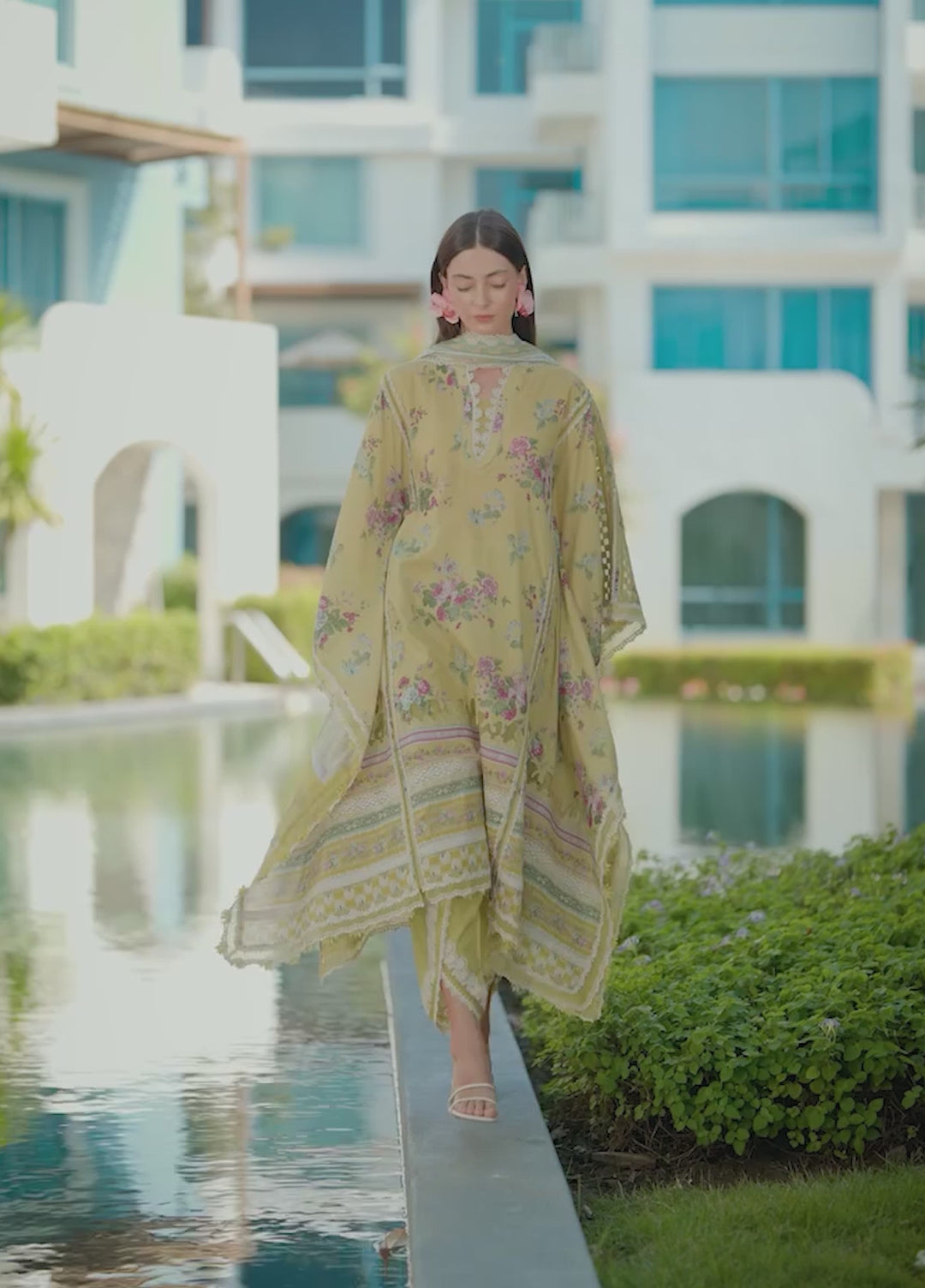 Santorini by Elaf Unstitched Lawn Printed 3 Piece Suit EL26US EPN-4A AVOCADO - Summer Collection