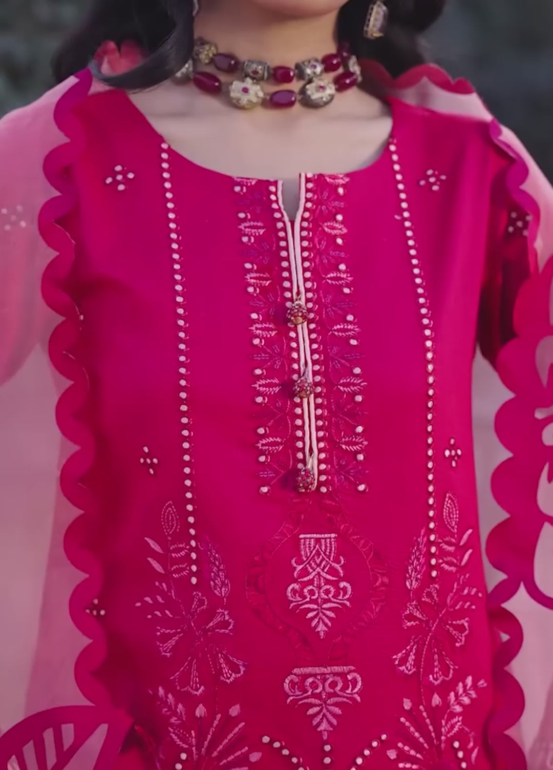 Menaal Unstitched Embroidered Lawn 3 Piece Suit ML26ULS CRIMSON ROSE - Festive Collection