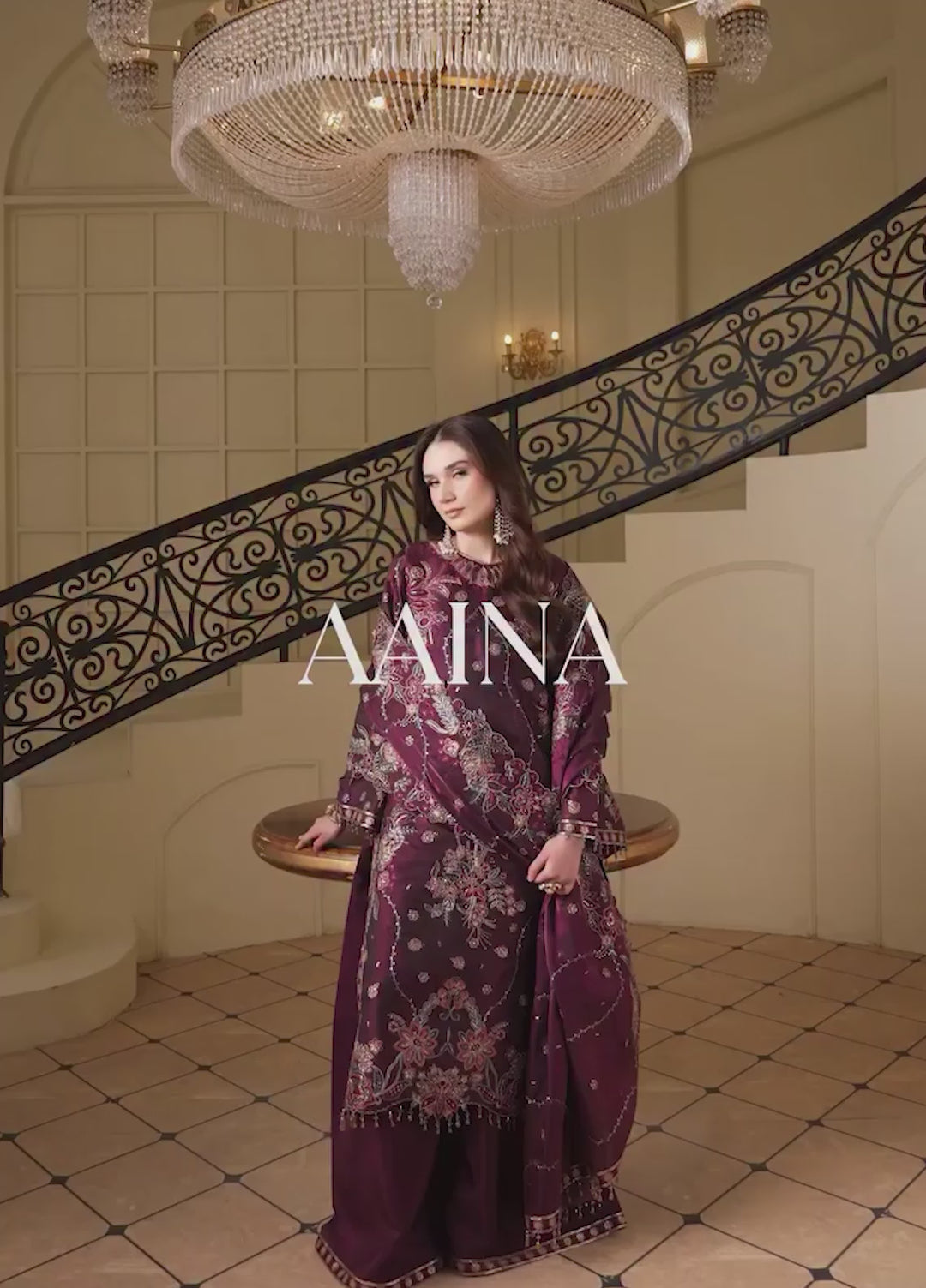 Aaina by Alizeh Unstitched Embroidered Sheesha Silk 3 Piece Suit AF26UASS D-7 MELISA - Festive Collection