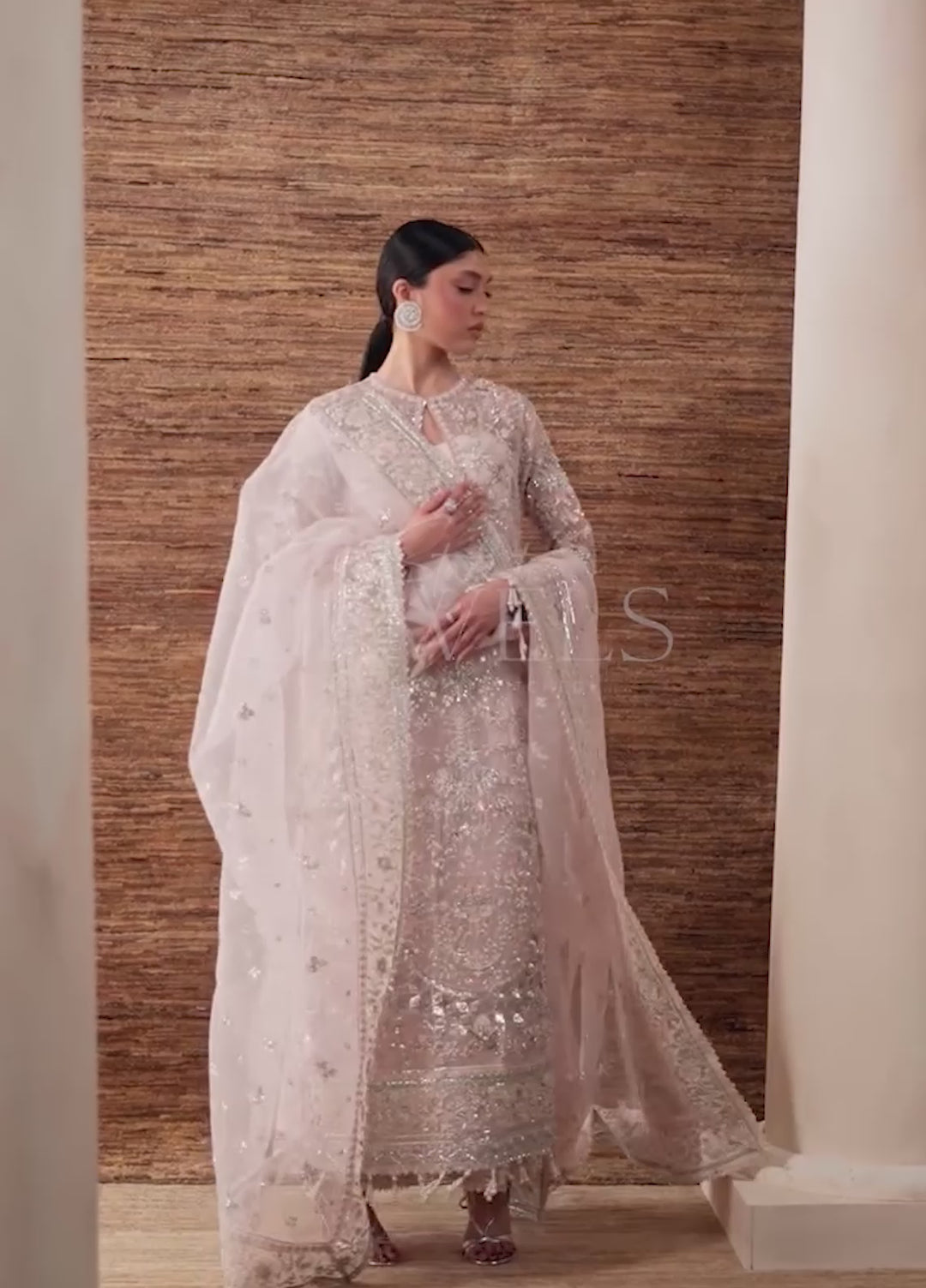 Starlet Jewels by Emaan Adeel Unstitched Embroidered Organza 3 Piece Suit EA26USF Pearl Essence - Wedding Collection