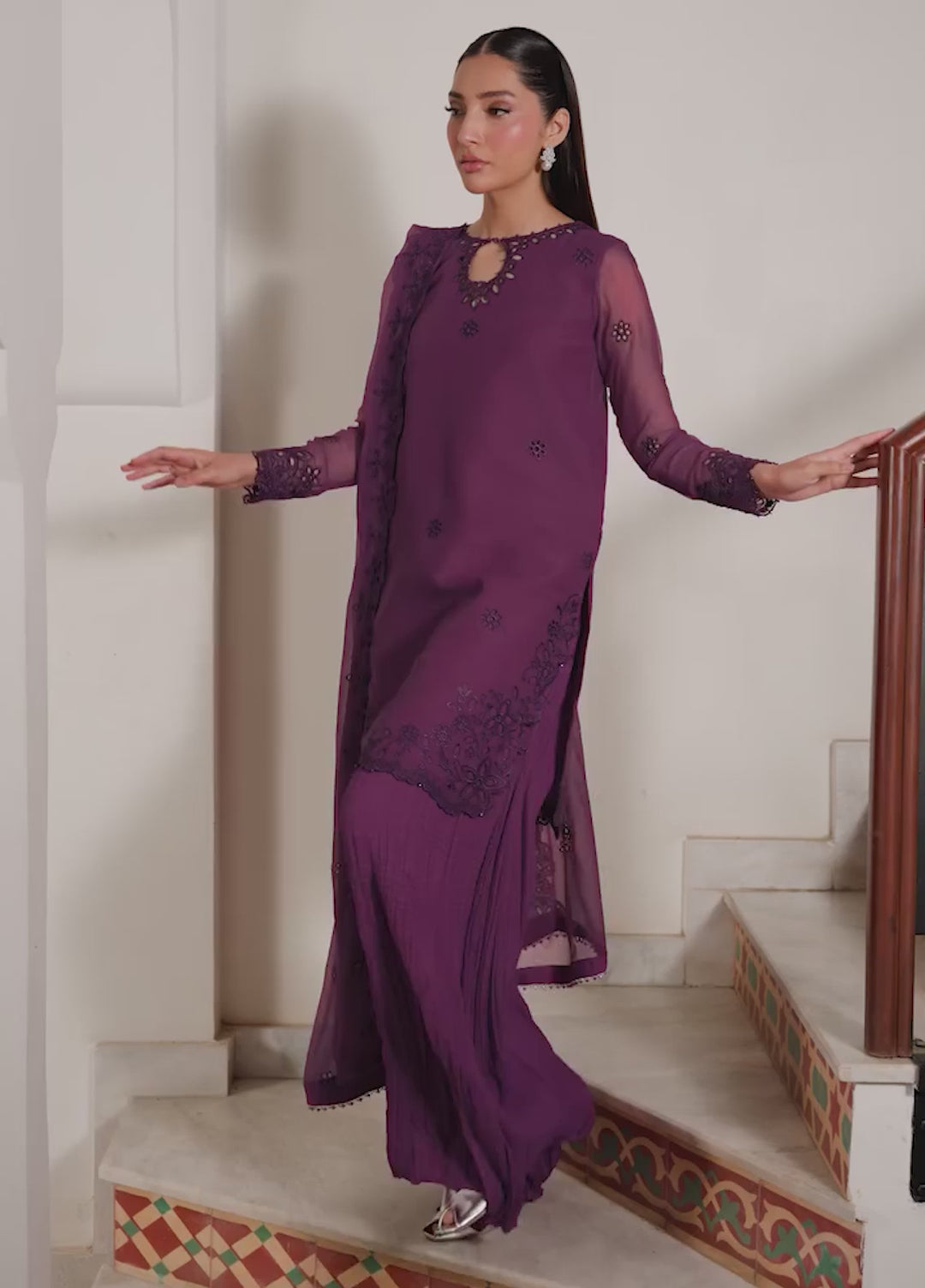 Nourah by Zarif Unstitched Embroidered Chiffon 3 Piece Suit ZR26UCN Nourah ZF/ZQH/WADHAI 08 - Festive Collection