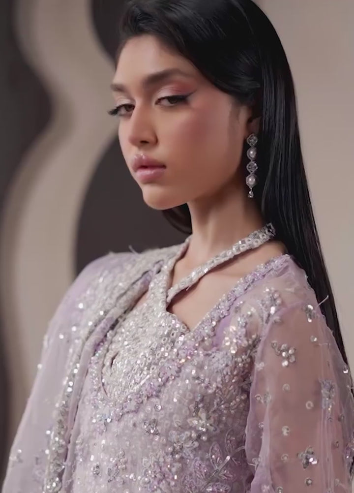 Starlet Jewels by Emaan Adeel Unstitched Embroidered Organza 3 Piece Suit EA26USF Lapis - Wedding Collection