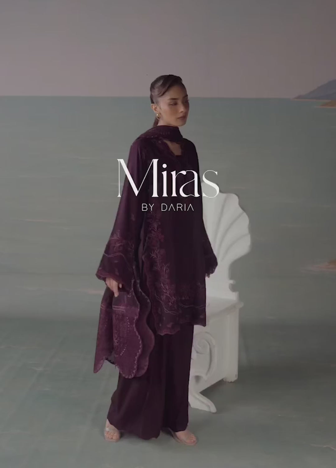 Miras by Daria Unstitched Embroidered Leather Peach 3 Piece Suit DN26UML DA-132 - Fextive Collection