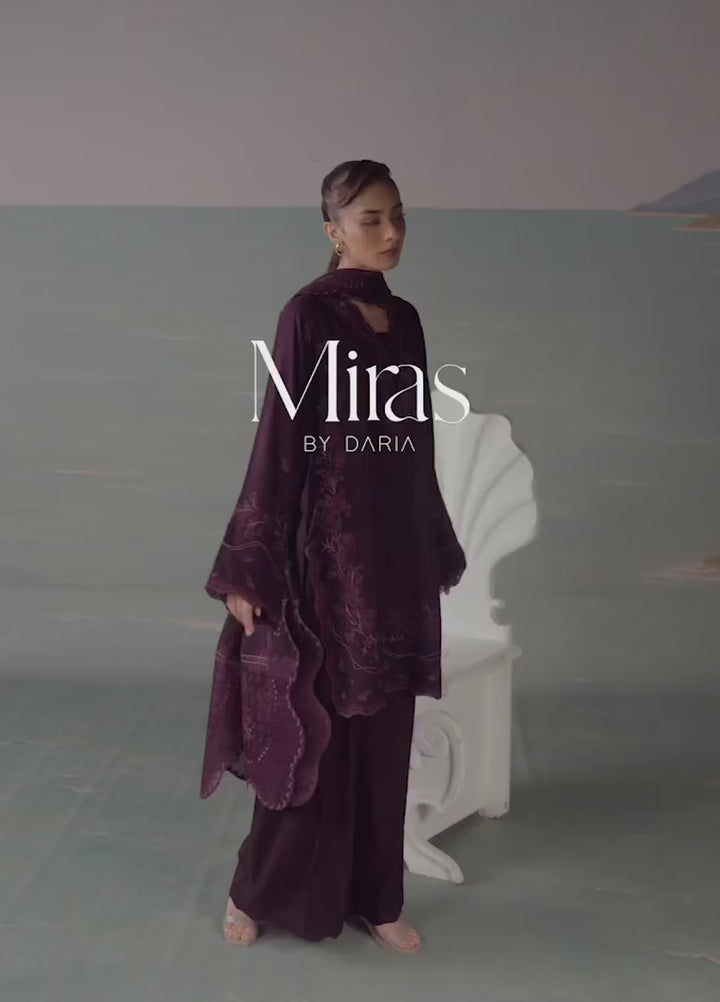 Miras by Daria Unstitched Embroidered Leather Peach 3 Piece Suit DN26UML DA-132 - Fextive Collection
