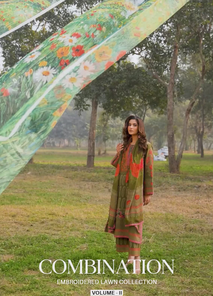Combination by Charizma Unstitched Embroidered Lawn 3 Piece Suit CHR26UCL CC6-11 - Summer Collection