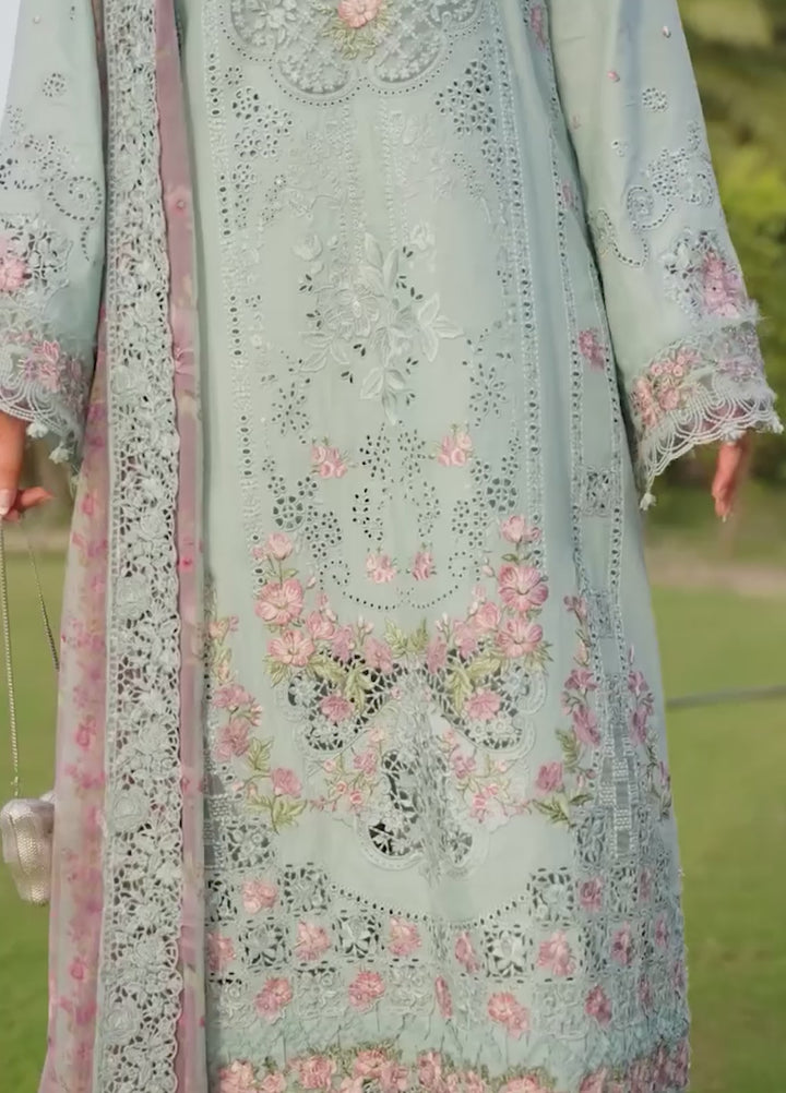 Elaf Premium Unstitched Embroidered Lawn 3 Piece Suit EL26ULF Mint Story ELQ-6B - Festive Collection