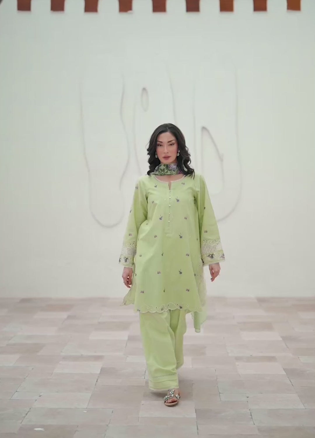 Manara by Maria Embroidered Chiffon 3 Piece Suit GARDENIA - Festive Collection