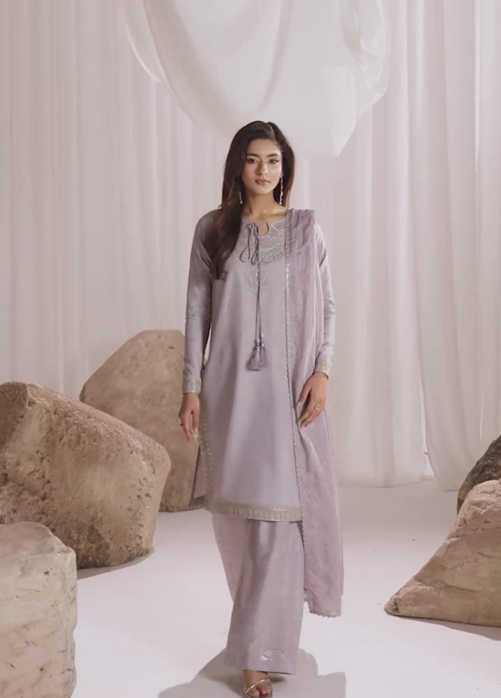 Silk Atelier by Jamni RTW Embroidered Korean Silk 3 Piece Suit DUSTY BLUSH Festive Collection