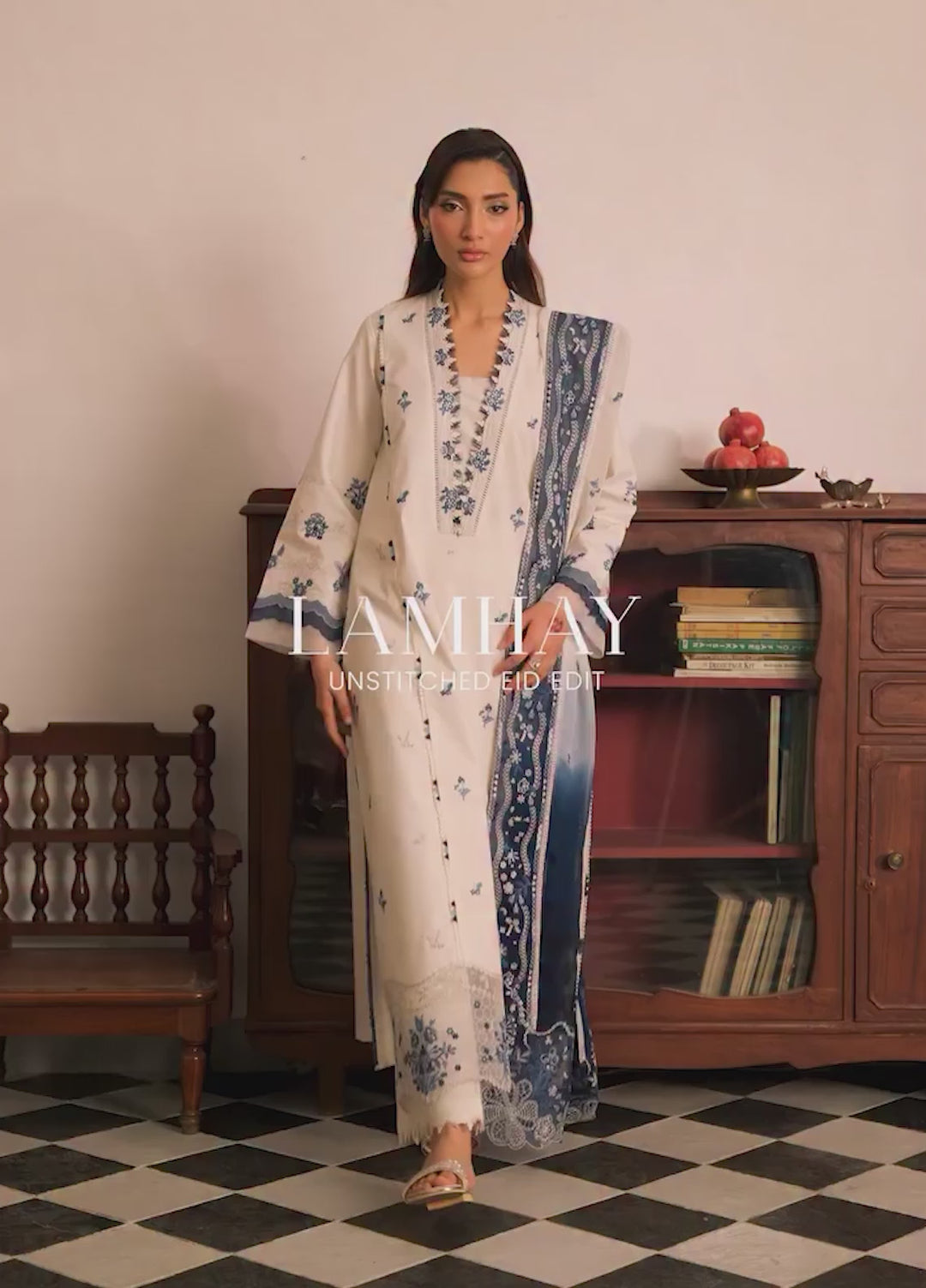 Lamhay by Seran Unstitched Embroidered Lawn 3 Piece Suit SN26ULL D6-Raen - Eid Collection