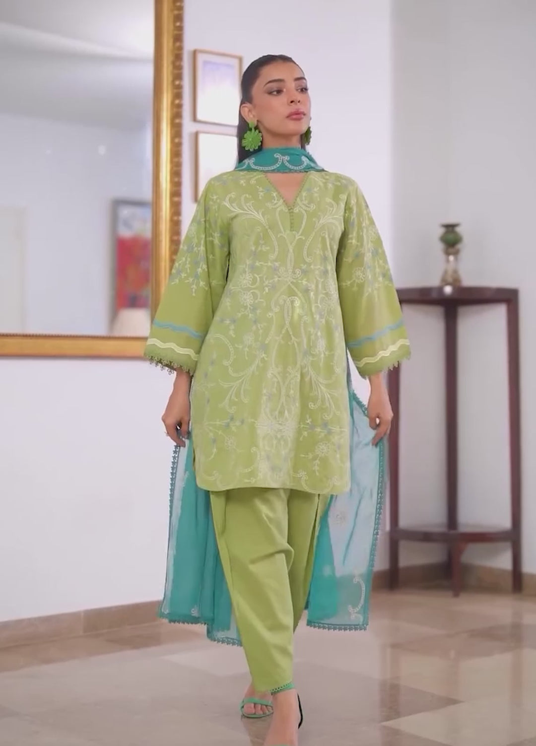 Sahar Women RTW Chikankari Embroidered Lawn 2 Piece Suit Emerald Whisper - Festive Collection