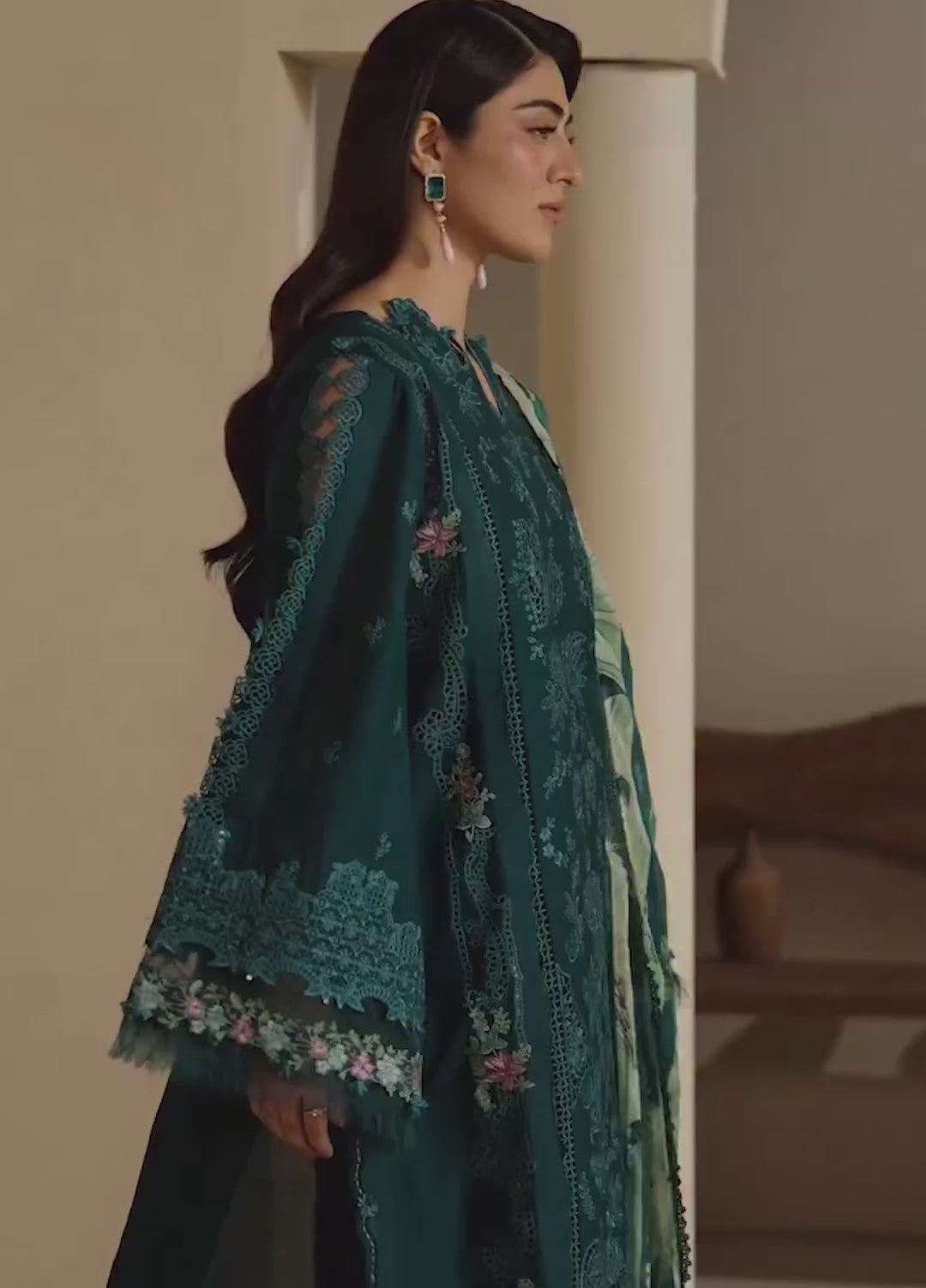 E-Craft by Elaf Unstitched Embroidered Lawn 3 Piece Suit EHC-2A Moss - Casual Collection