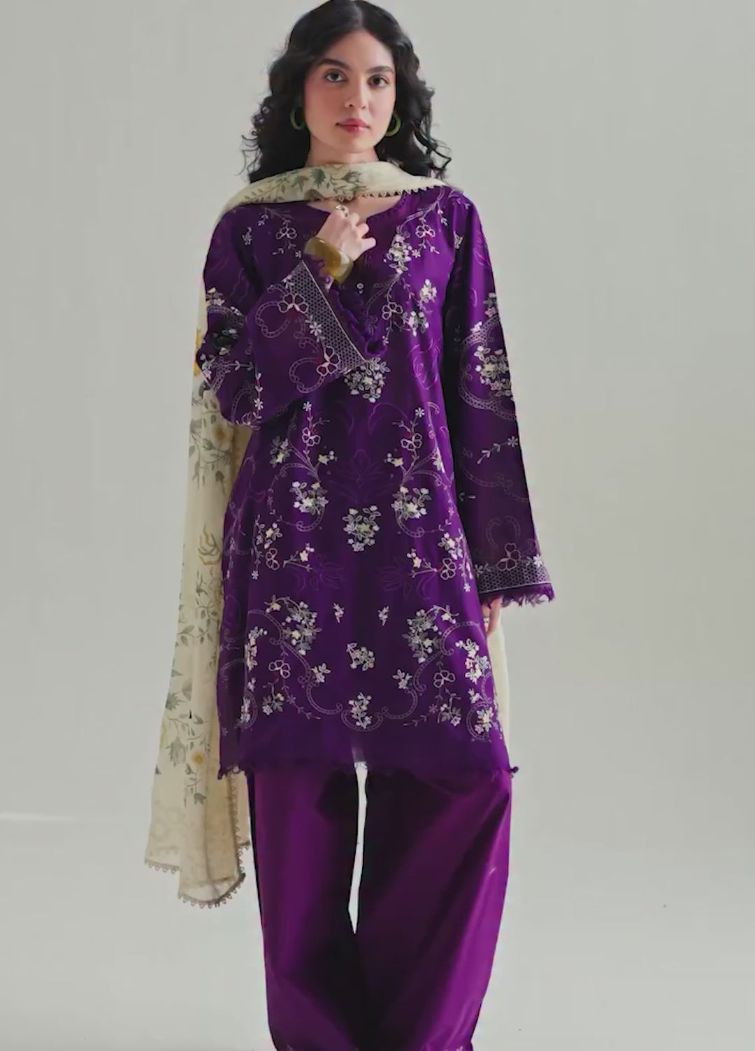 Coco by Zara Shahjahan Unstitched Embroidered Lawn 3 Piece Suit CZS26UCLP SUNE-10B - Eid Collection