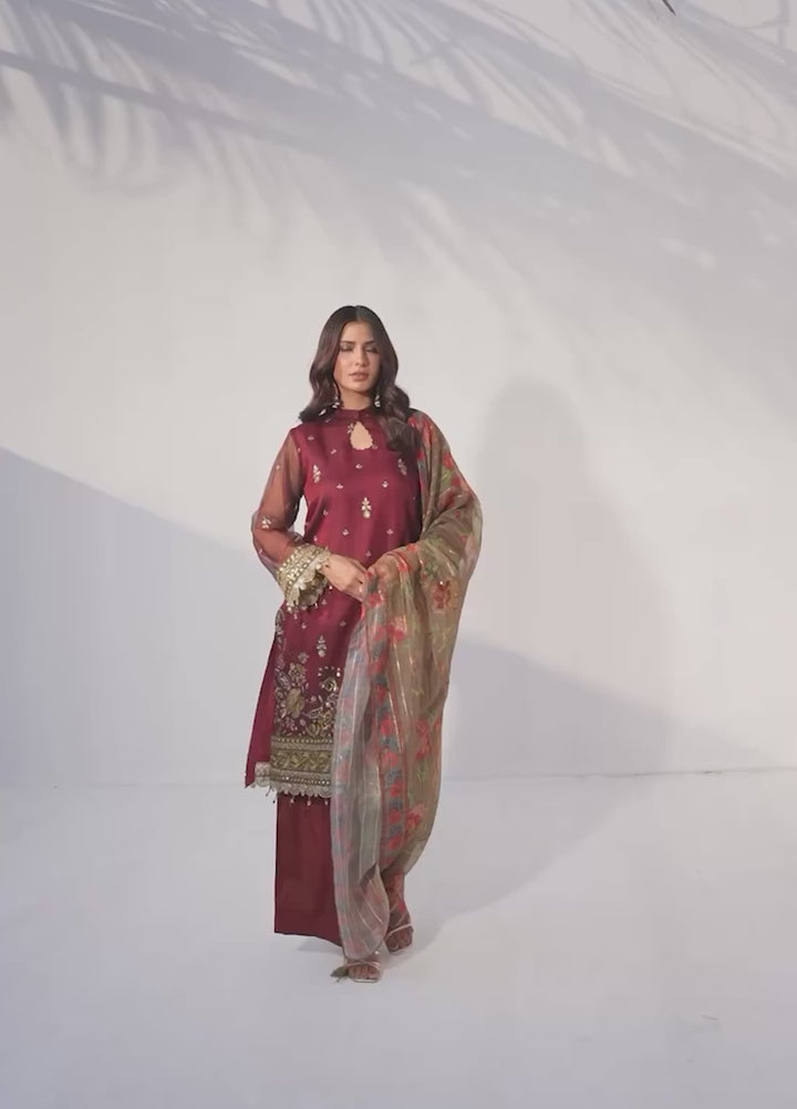 Salitex Unstitched Embroidered Cotton Net 3 Piece Suit SUNW7NO102 - Festive Collection