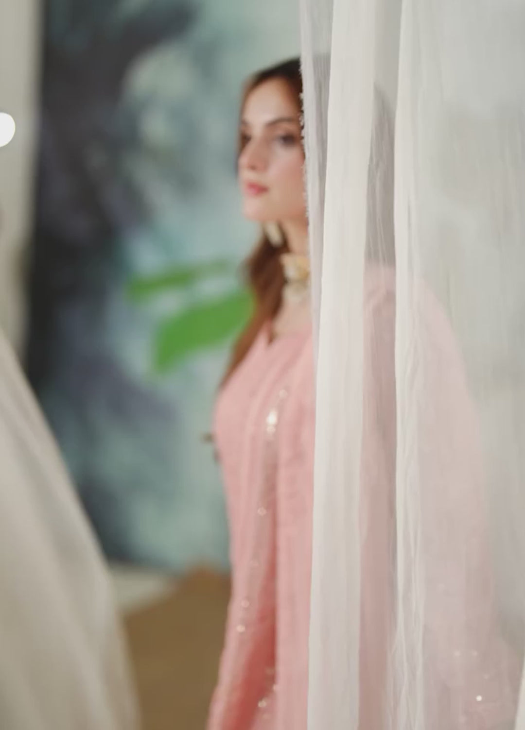 Abaan Zohan Women RTW Embroidered Chiffon 3 Piece Suit Chandni Tea Pink - Festive Collection