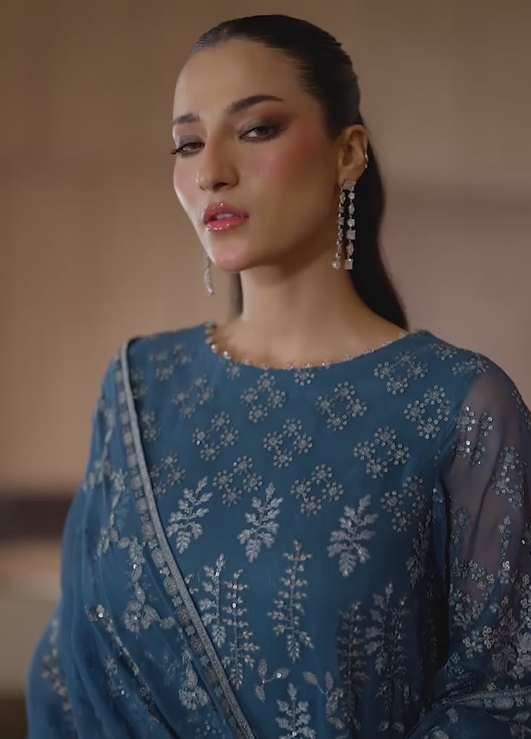 Lazawal by Lavish Premium Unstitched Embroidered Chiffon 3 Piece Suit LVP26UCL Teal Essence - Festive Collection