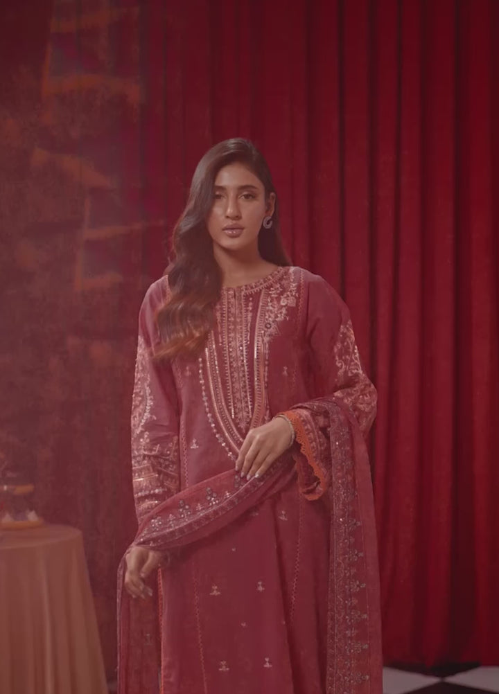 Freesia by Zouj Unstitched Embroidered Cotton 3 Piece Suit ZJ26UFC BURNT SAFFRON ZCS-00015 - Festive Collection