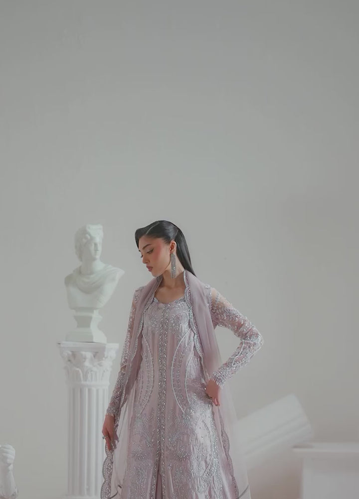 Elyse by Zariya Unstitched Embroidered Net 3 Piece Suit ZA26UEW Mauvette ZSU-6304 - Wedding Collection