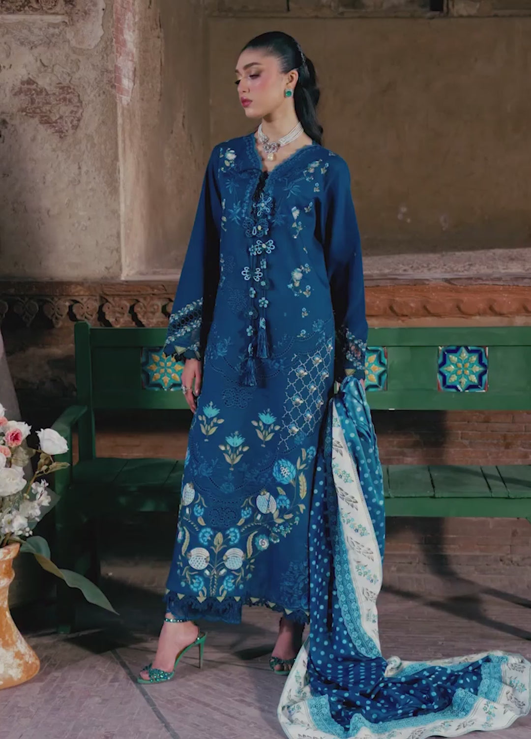 Bloom by Saira Shakira Unstitched Embroidered Lawn 3 Piece Suit SSR26ULB LILY-02B - Eid Collection