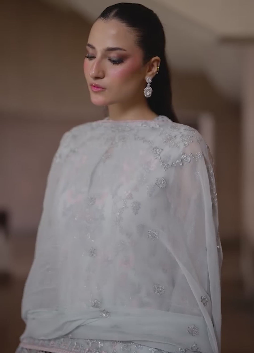 Lazawal by Lavish Premium Unstitched Embroidered Chiffon 3 Piece Suit LVP26UCL Mint Mirage - Festive Collection
